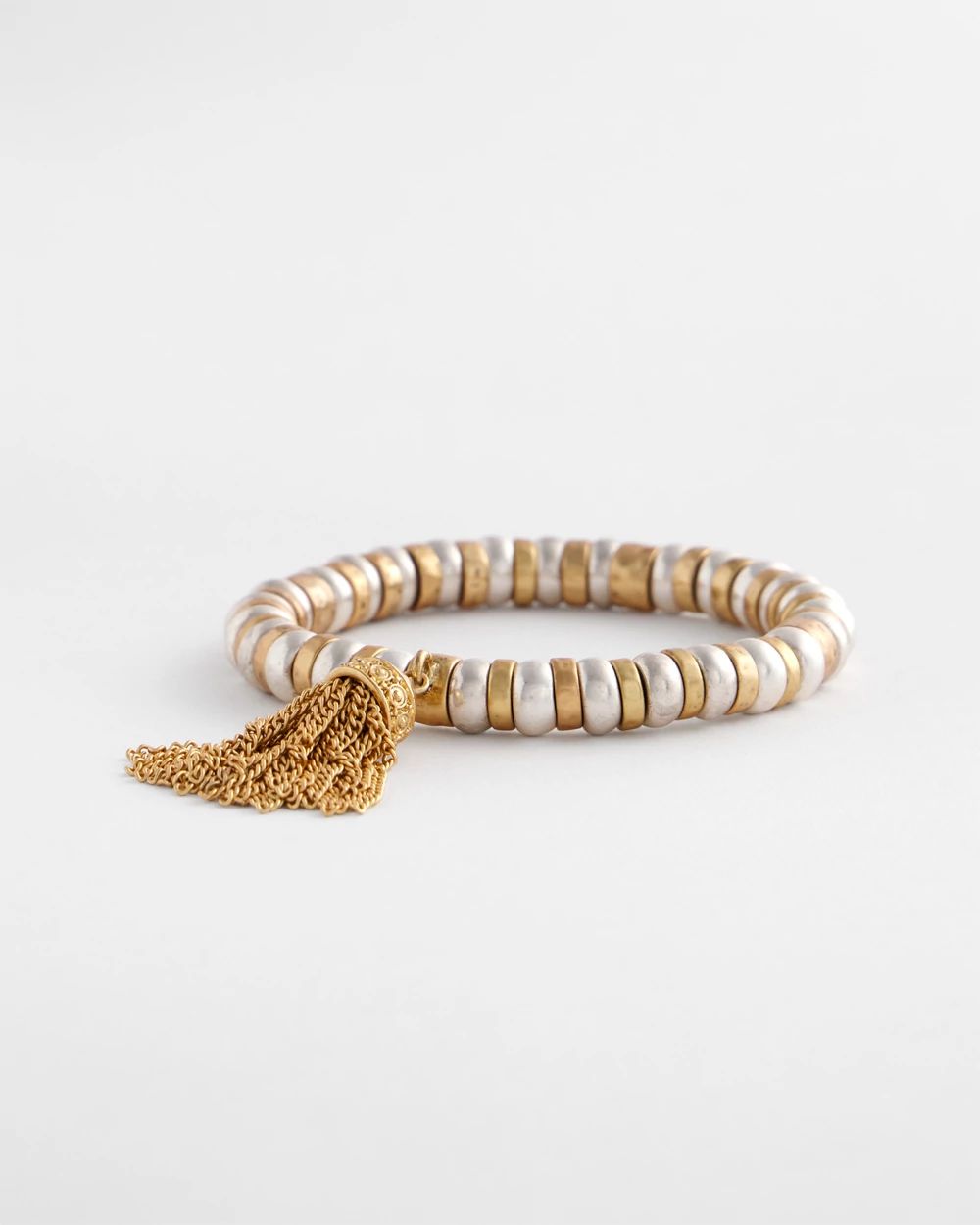 EXTENDS-MIXED METAL GRATEFUL 6MM BEAD BRACELET